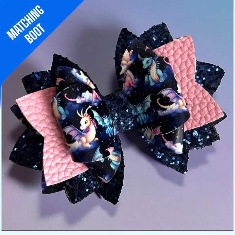 10Mm Dragon Glitter Bow With Straw Back Accent 1