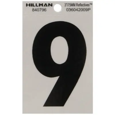 3-Inch Reflective Vinyl Digit: Number 9 1