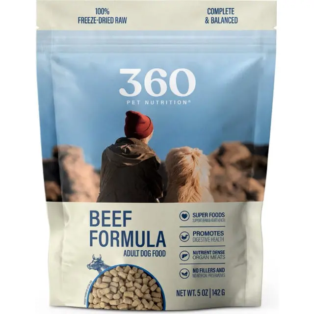 360 Pet Nutrition Beef Freeze-Dried Raw Dog Food – Grain-Free Adult Formula 1
