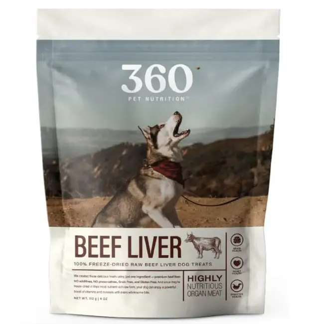 360 Pet Nutrition Freeze-Dried Beef Liver Dog Treats (4 Oz) 1