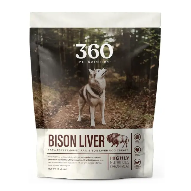 360 Pet Nutrition Freeze-Dried Bison Liver Dog Treats (4 Oz) 1