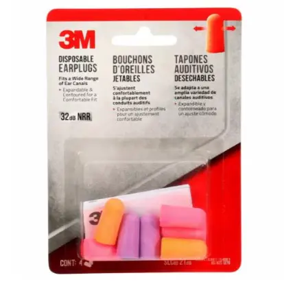 3M Disposable Foam Earplugs – Noise-Reducing Hearing Protection, 4-Pack 1