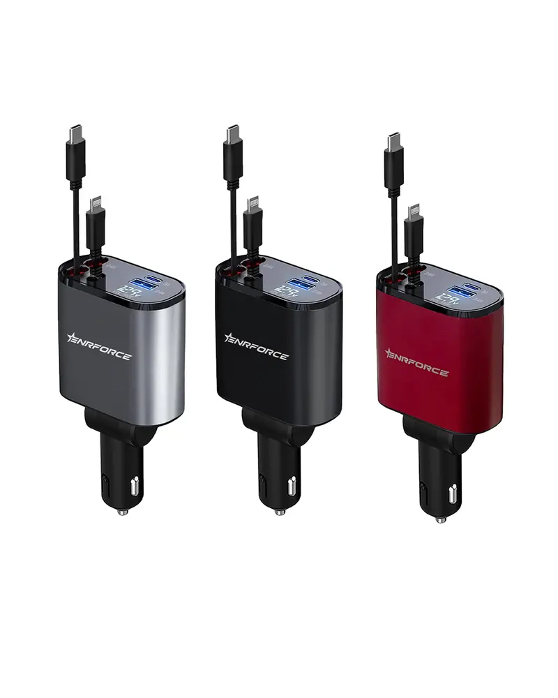4-In-1 Dual Usb-C + Usb-A Car Charging Adapter 1