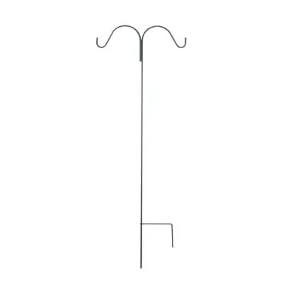 64-Inch Black Double-Hook Shepherd’S Hook For Garden Use 1