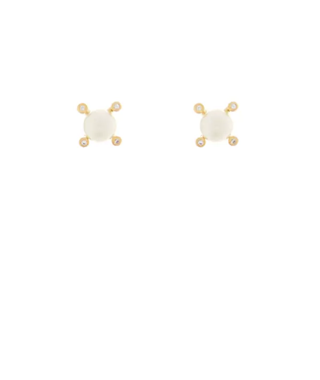 6Mm Cultured Pearl Studs With Cz Accents 1