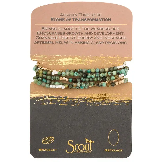 African Turquoise Stone-Wrapped Bracelet Or Necklace 1
