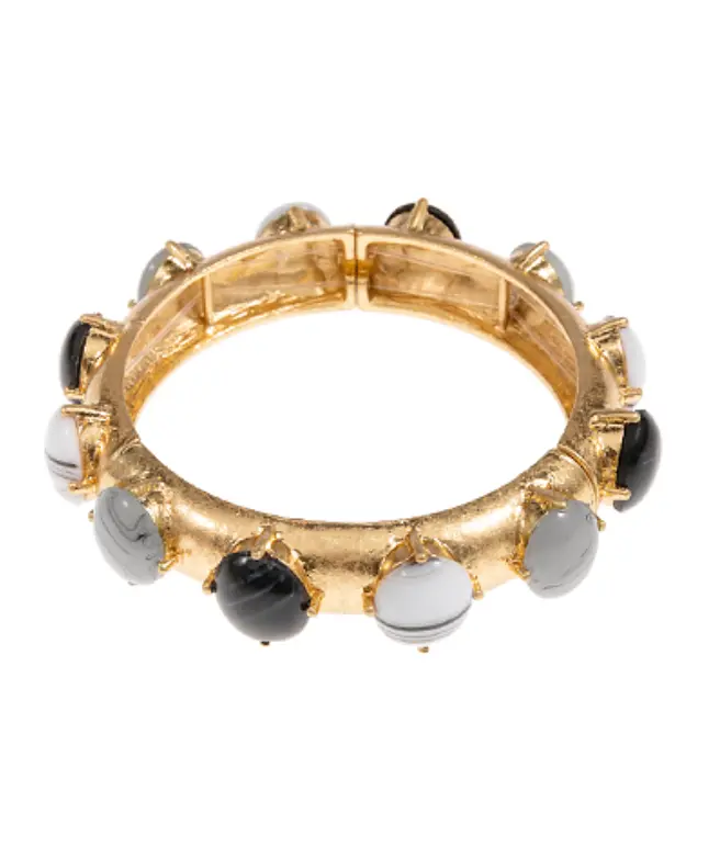 Antique-Style Gold And Black Marble Beaded Bracelet 1