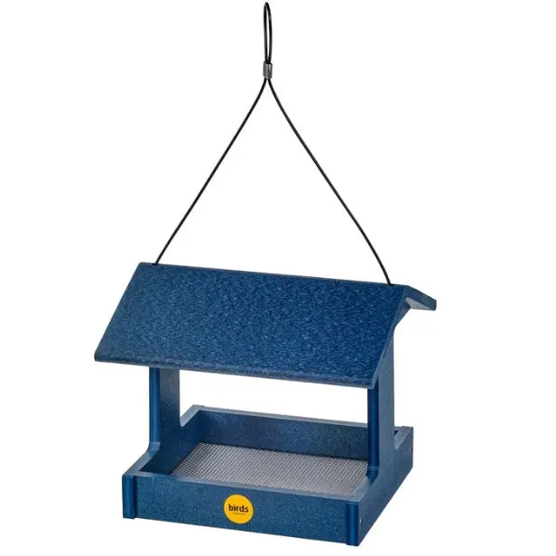 Backyard Nature Fly-Through Bird Feeder – Blue Recycled Plastic Design 1