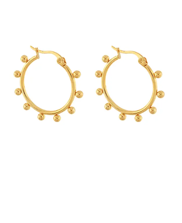 Ball-Adorned Station Hoop Earrings 1