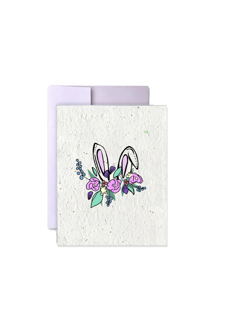Bunny Garden Wildflower Seed Paper Easter Card 1