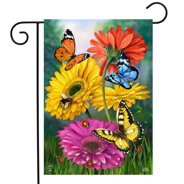 Butterflies And Daisies Garden Flag – Cheerful Springtime Display 1