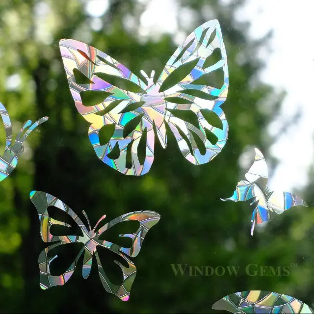 Butterfly Window Gems – 8-Piece Prismatic Glass Decals For Windows 1
