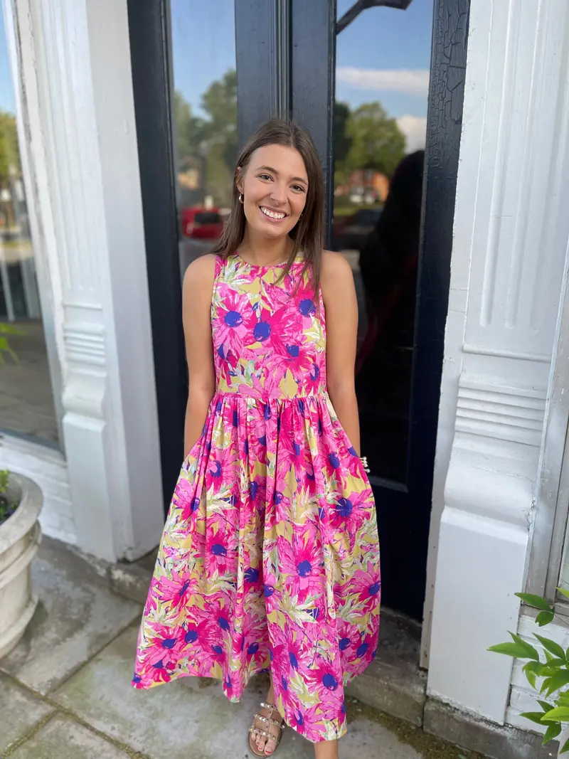 Carol Botanical Floral Midi Dress 1