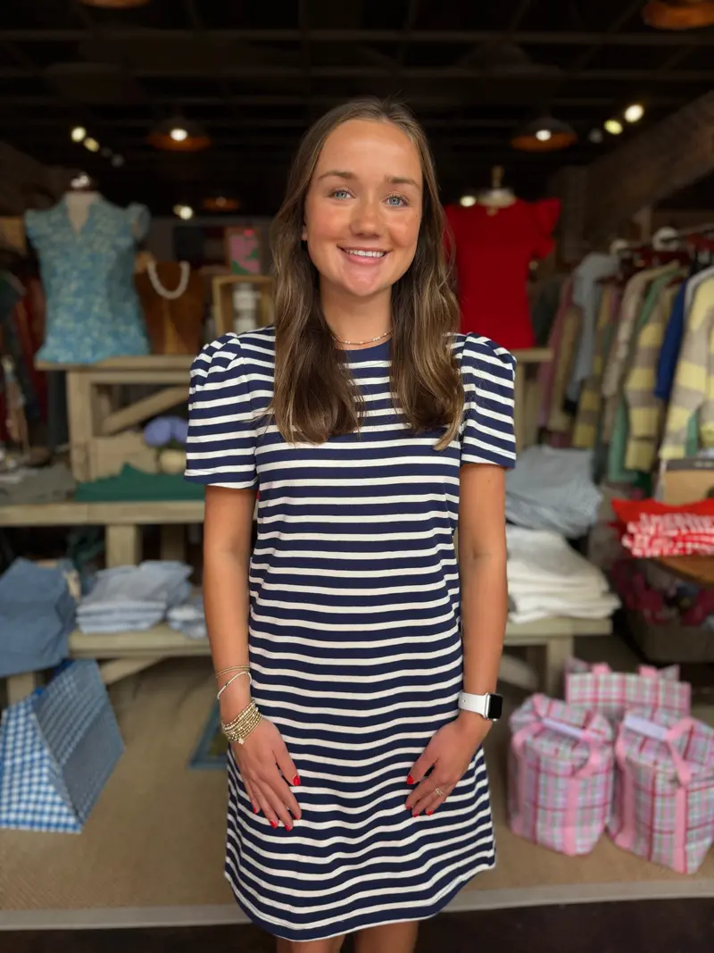 Carolina Navy-And-White Striped T-Shirt Dress 1