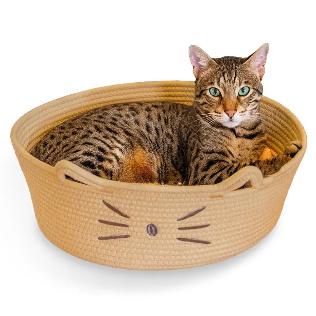 Catstages Bed & Basket Retreat – Tan Felt Cat Hideaway 1