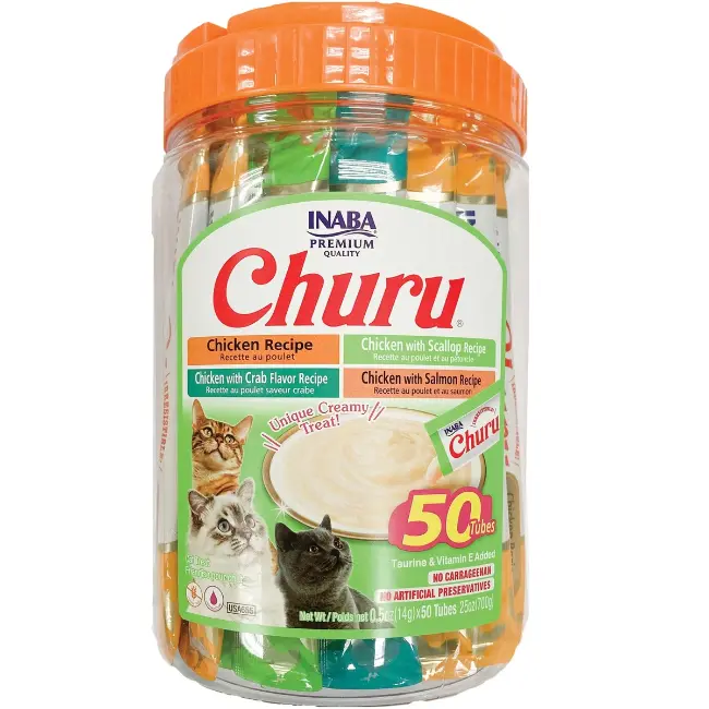 Churu Puree Variety Pack – 50 Count Chicken & Seafood Cat Treats 1