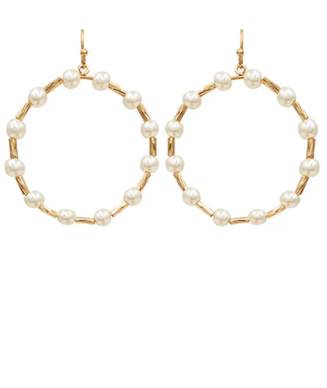 Circular Pearl Station Earrings 1