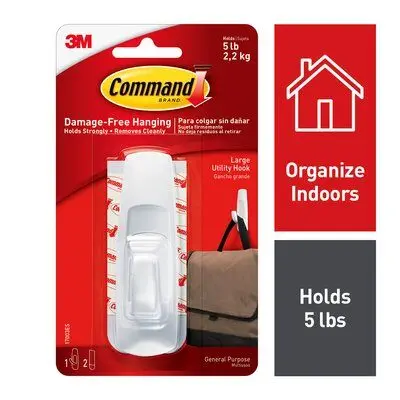 Command Large Utility Hook – Heavy-Duty Removable Adhesive Mount 1