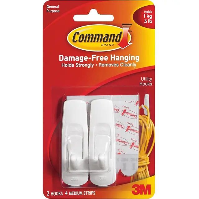 Command Medium Utility Hooks – 2-Pack Adhesive Mounting Solution 1
