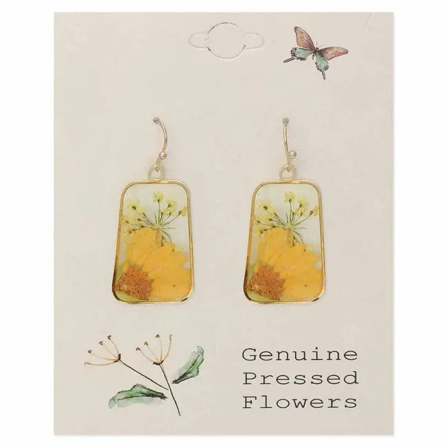 Cottage Floral Dried Sunflower Earrings – Botanical-Inspired Jewelry 1