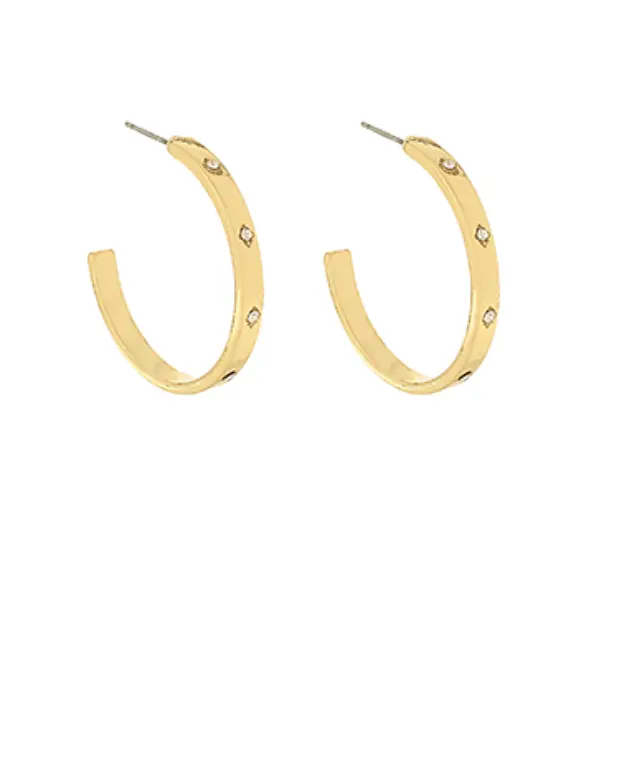 Crystal-Accented Station Hoop Earrings 1