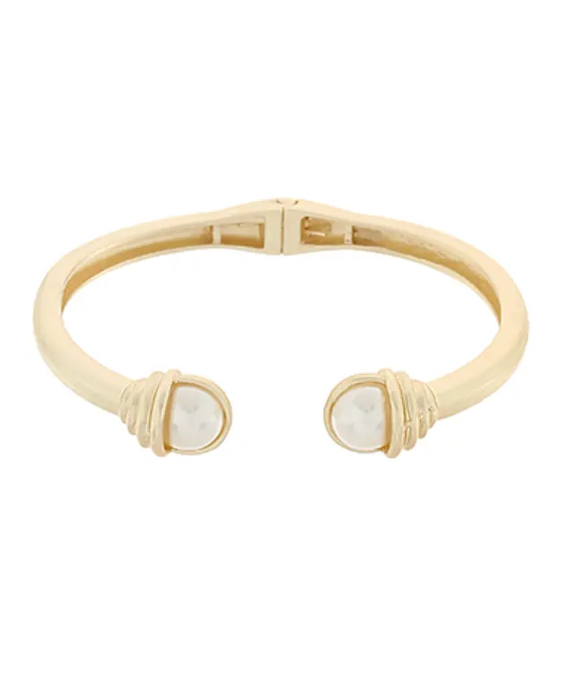 Cuff Bracelet With Edge-Set Pearl Accents 1