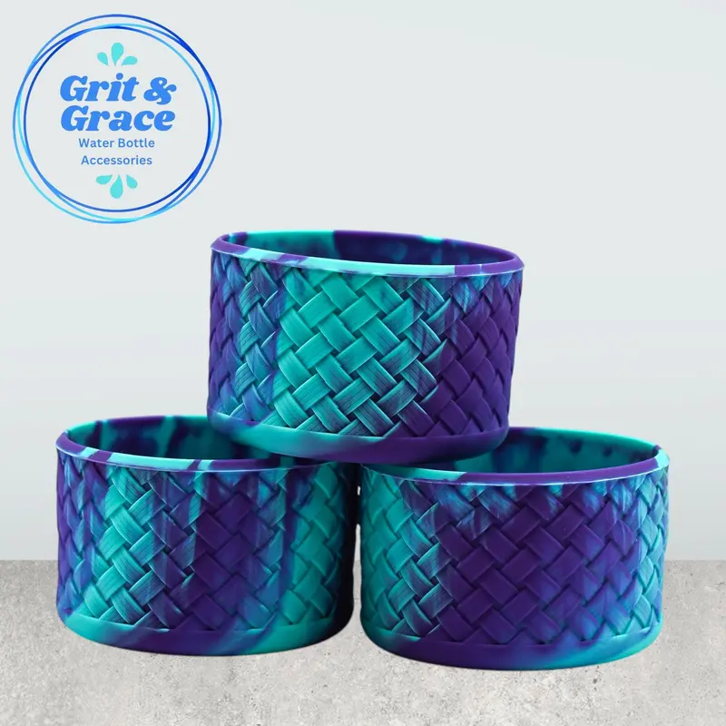 Deep Purple And Teal Swirl Basketweave Boot 1
