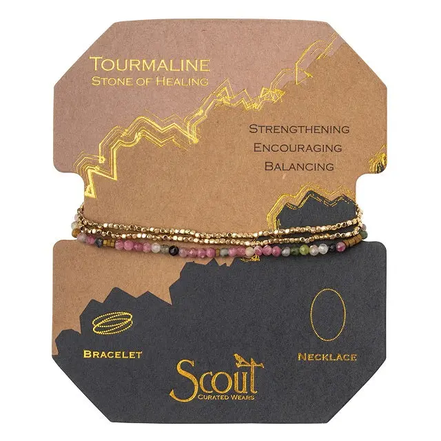 Delicate Tourmaline And Gold Stone-Wrap Bracelet Or Necklace 1