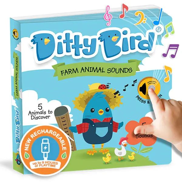 Ditty Bird Farm Animal Sounds Book – Usb-C Rechargeable Interactive Learning Toy 1