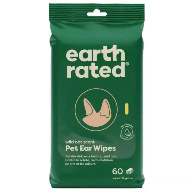 Earth Rated Hypoallergenic Ear Wipes For Pets – Wild Oat Scent, 60-Pack 1