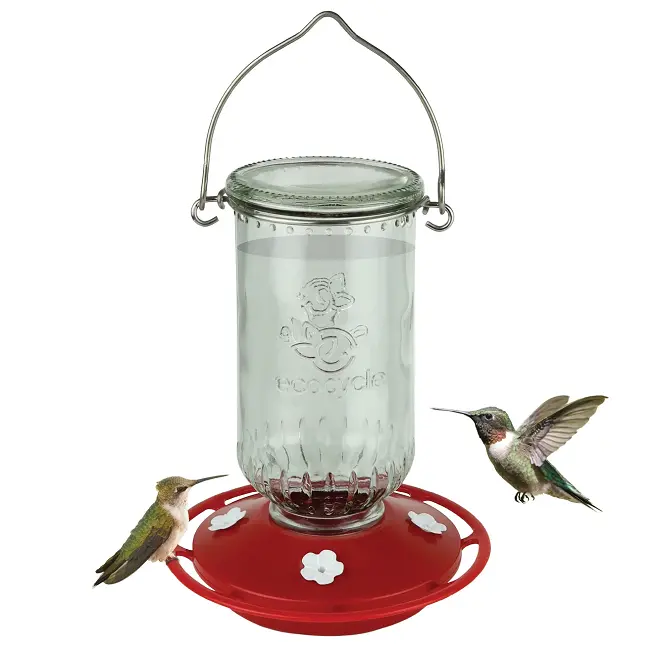 Ecocycle Ruby Roost Hummingbird Feeder – Handcrafted From Recycled Glass 1