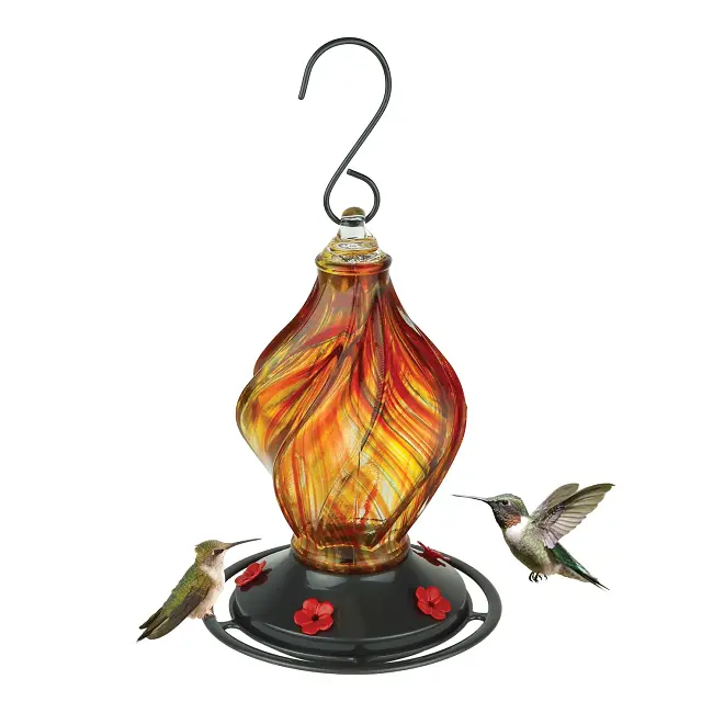Ecocycle Sunburst Sipper – Handblown Recycled-Glass Hummingbird Feeder 1