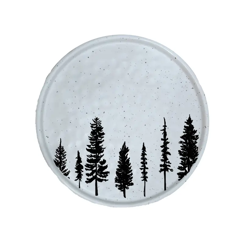 Evergreen Tree Decorative White Ceramic Plate 1