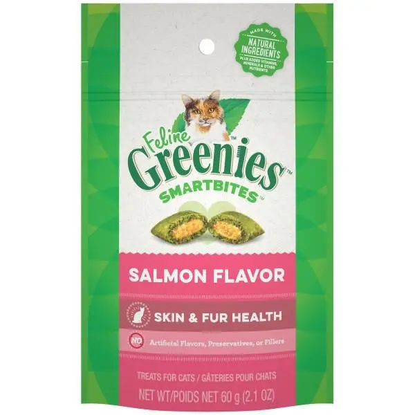 Feline Greenies Skin & Fur Smartbites – Salmon Flavor Dental Treats For Cats 1