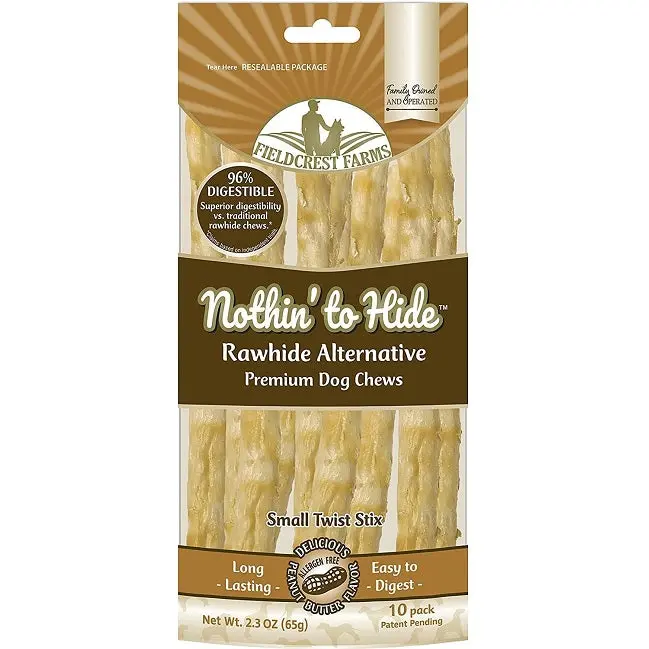 Fieldcrest Farms Nothin’ To Hide Peanut Butter Stix – 10-Pack Dental Chew Treats 1