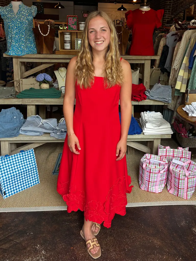 Floral Midi Dress With Square Neckline 1