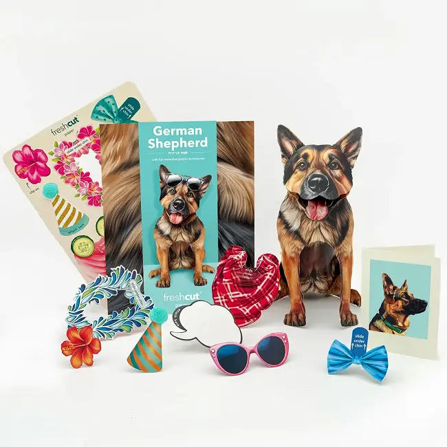 Freshcut Paper 3D Pop-Up Greeting Card – German Shepherd Design 1