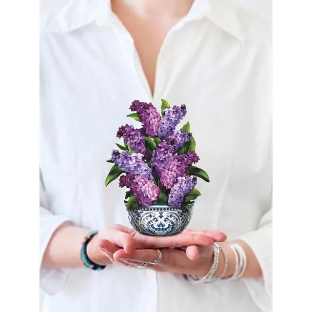 Freshcut Paper Pop-Up Mini Garden Lilacs Greeting Card – 3D Interactive Card 1