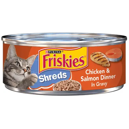 Friskies Chicken & Salmon Shreds In Gravy Wet Cat Food – 5.5 Oz Can 1
