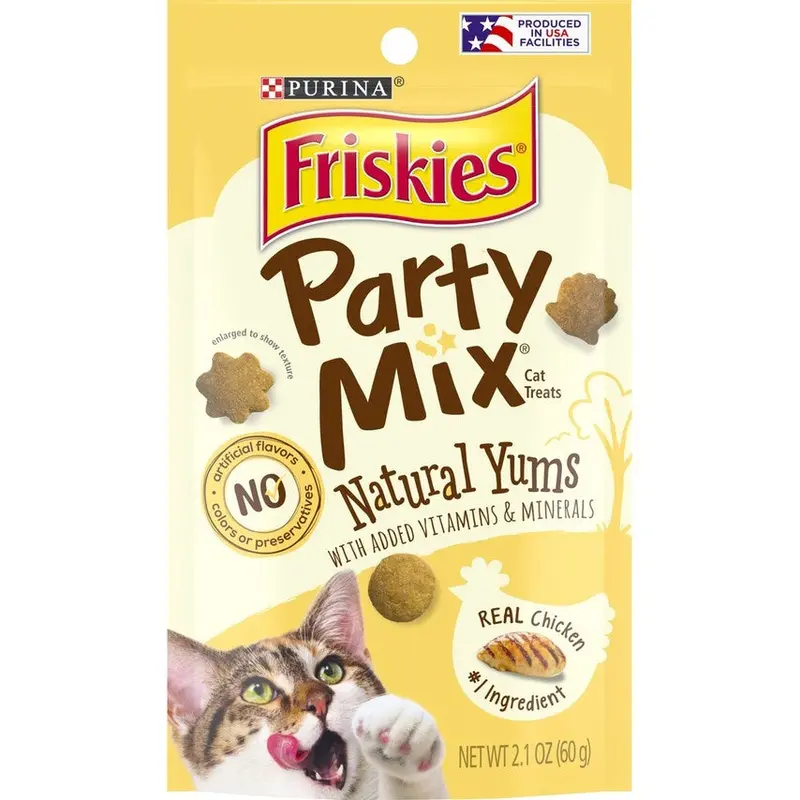 Friskies Party Mix Naturals Cat Treats – Chicken Flavor, 2.1 Oz Pouch 1