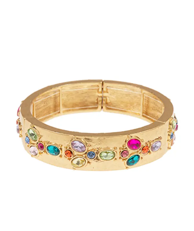 Full-Beading Gold And Multicolor Stretch Bracelet 1
