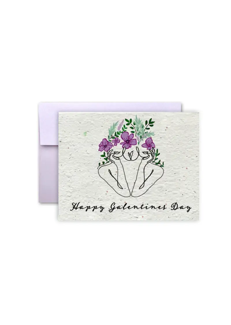 Galentine’S Day Cheer Card – Floral Seed Paper Design 1