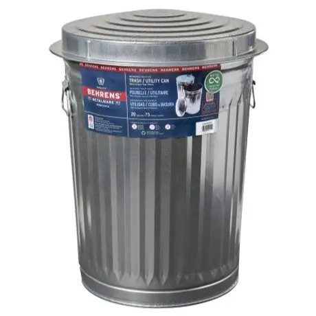 Galvanized Steel Trash Can – 20-Gallon Medium-Duty Outdoor Bin 1