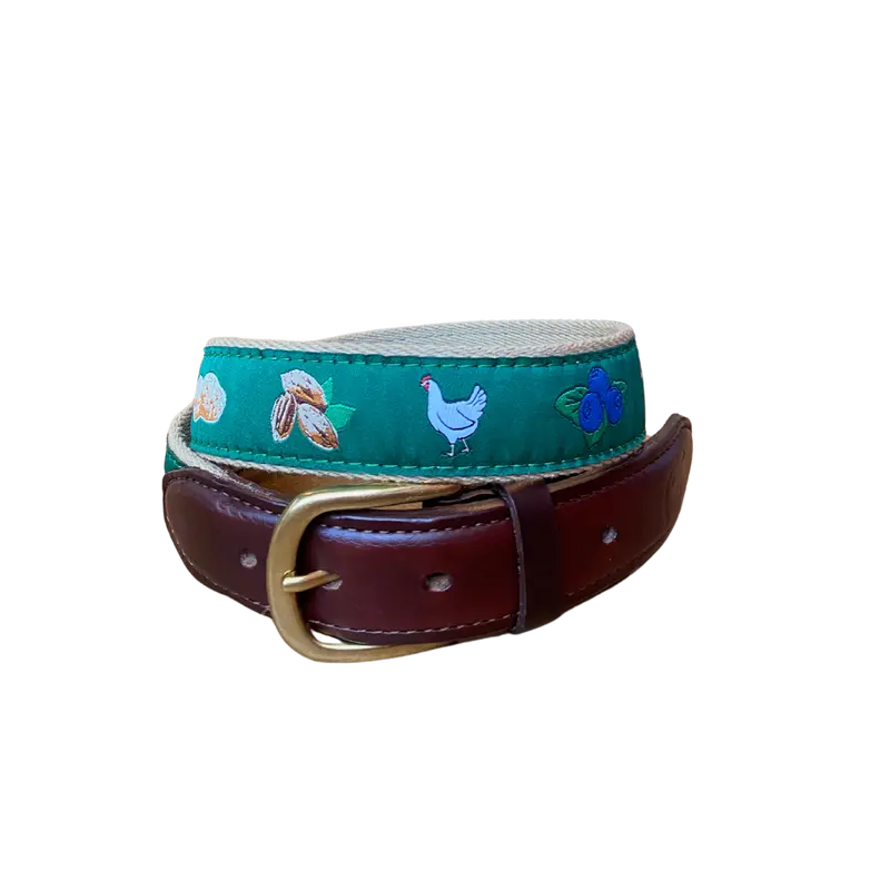Georgia Ag Green Ribbon Belt For Men 1