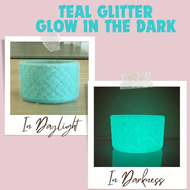 Glow-In-The-Dark Teal Glitter Basketweave Boot 1