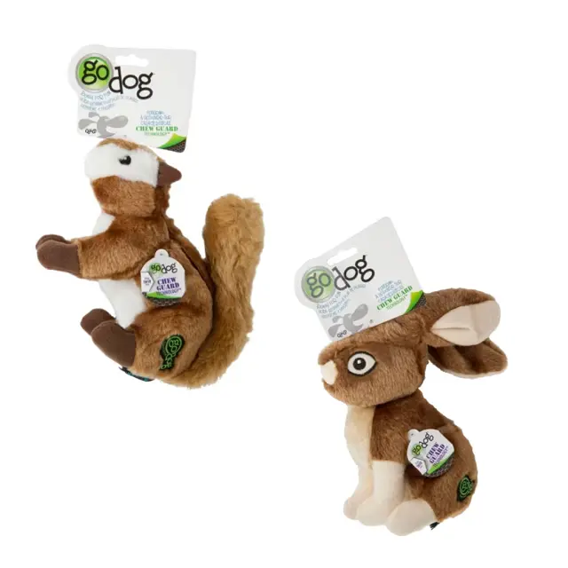 Godog Wildlife-Themed Squeaky Plush Dog Toy – Large Size, Assorted Designs 1