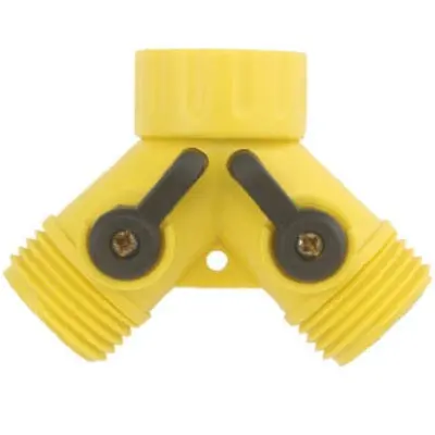 Green Thumb Dual-Outlet Hose Connector With Shut-Off Valve – Durable Plastic Build 1