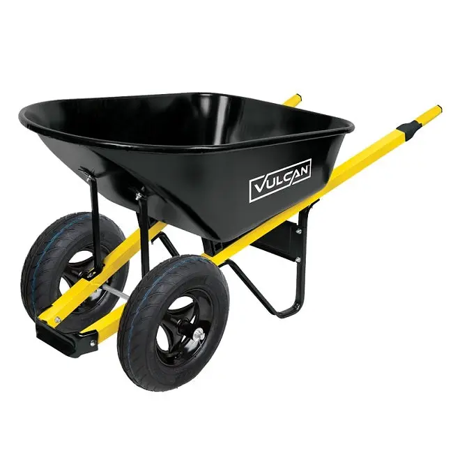 Heavy-Duty 6-Cubic-Foot Steel Two-Wheel Wheelbarrow With Ergonomic Cushion Grips 1