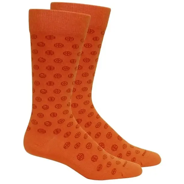 Hoops Basketball-Inspired Men'S Athletic Socks – Vibrant Orange Design 1