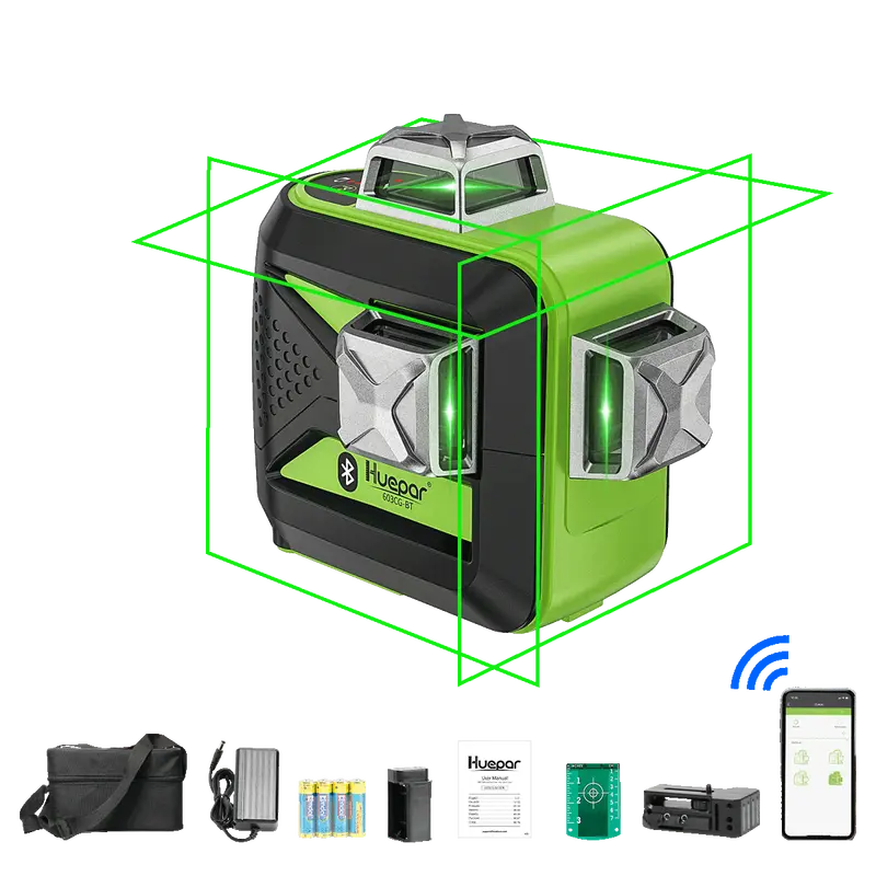 Huepar 603Cg-Bt Bluetooth-Enabled Green Cross-Line Laser 1